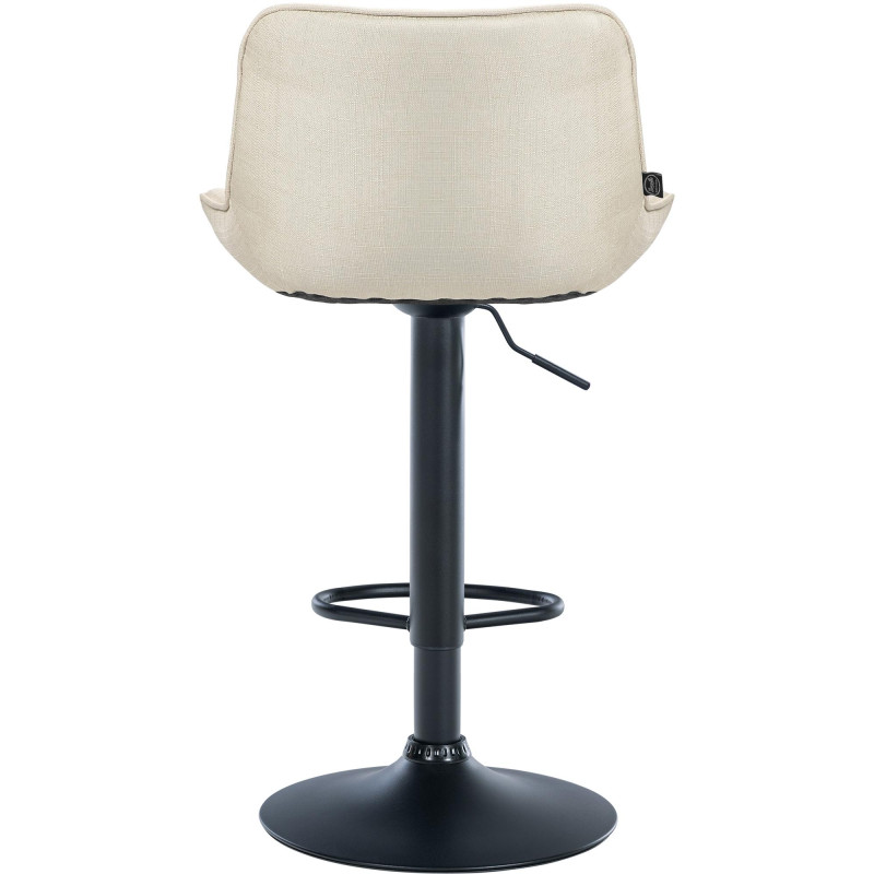Tabouret de bar Vonore, tissu noir crème