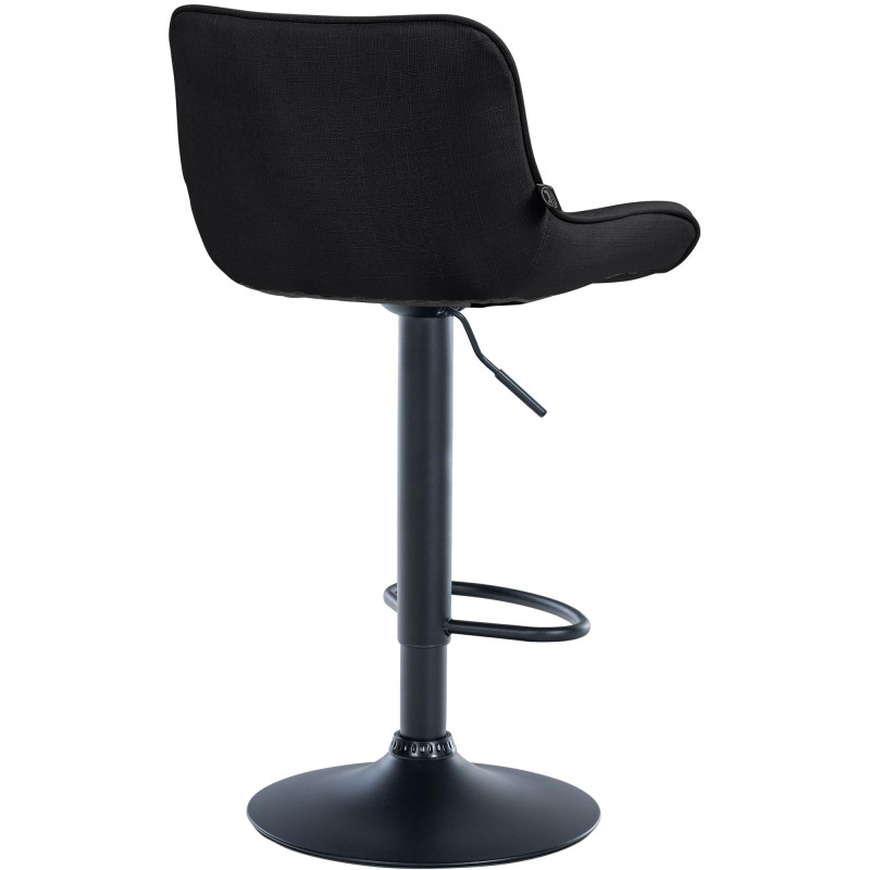 Tabouret de bar Vonore, tissu noir noir