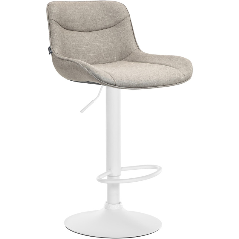 Tabouret de bar Vonore, tissu, blanc/taupe