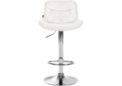 Tabouret de bar Vonore, velours, chrome, crème