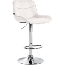 Tabouret de bar Vonore, velours, chrome, crème
