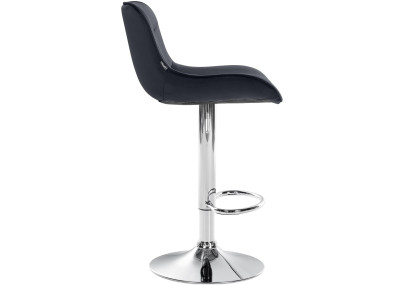 Tabouret de bar Vonore, velours, chrome, noir