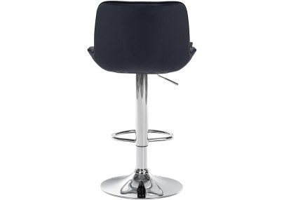 Tabouret de bar Vonore, velours, chrome, noir