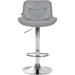 Taburete de bar Vonore, terciopelo, gris cromado