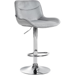 Tabouret de bar Vonore, velours, chrome gris