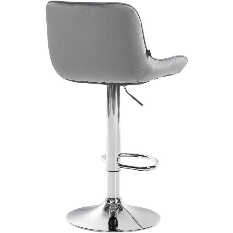 Tabouret de bar Vonore, velours, chrome gris