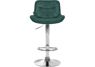 Sgabello da bar Vonore, velluto, cromato, verde