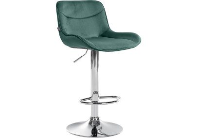 Tabouret de bar Vonore, velours, chrome, vert