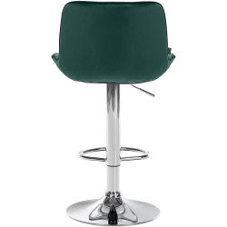 Tabouret de bar Vonore, velours, chrome, vert