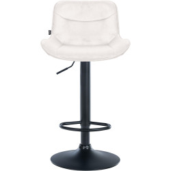 Tabouret de bar Vonore en velours, noir et crème