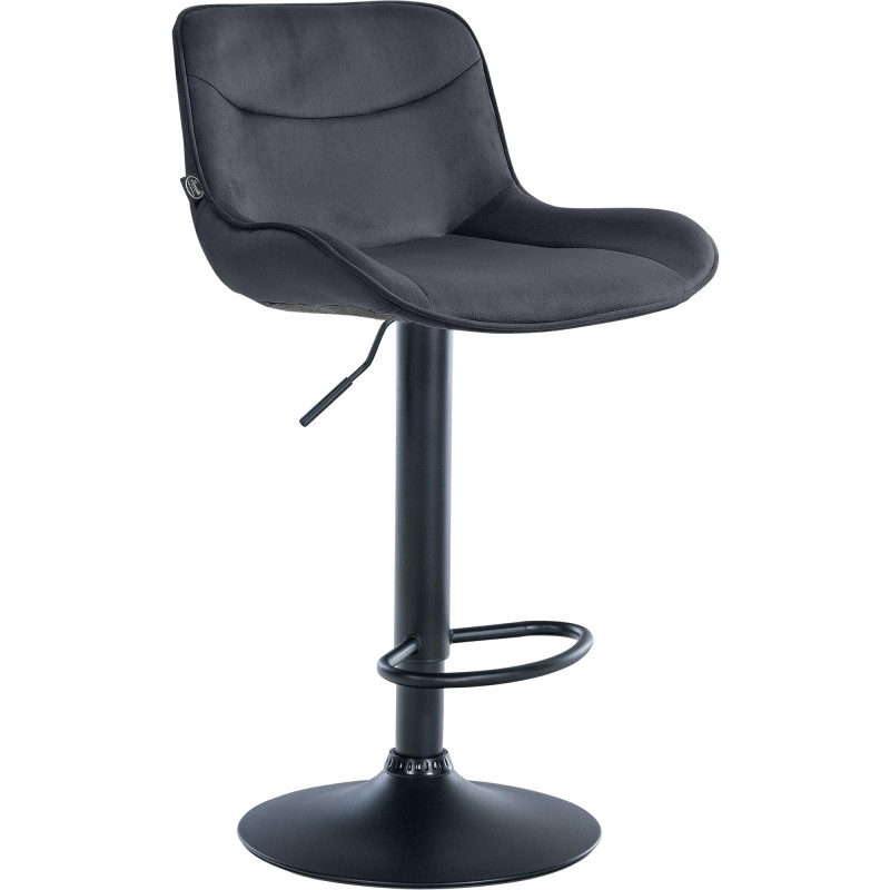 Tabouret de bar Vonore, velours, noir