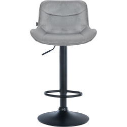 Tabouret de bar Vonore, velours, noir et gris