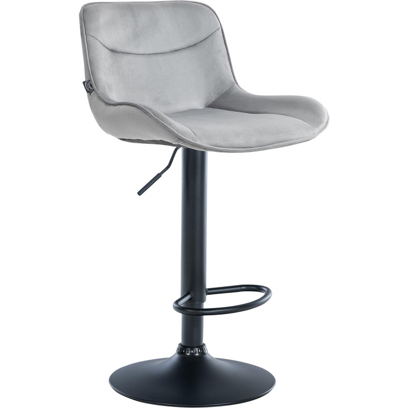 Tabouret de bar Vonore, velours, noir et gris