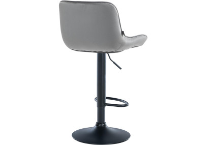 Tabouret de bar Vonore, velours, noir et gris