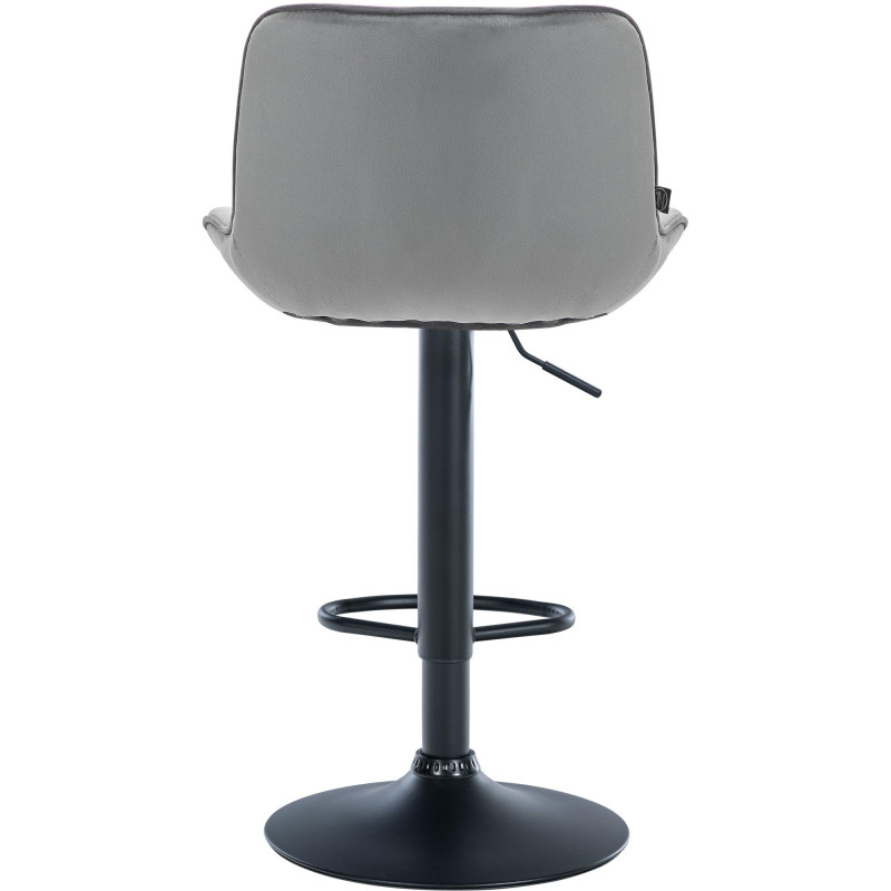 Tabouret de bar Vonore, velours, noir et gris