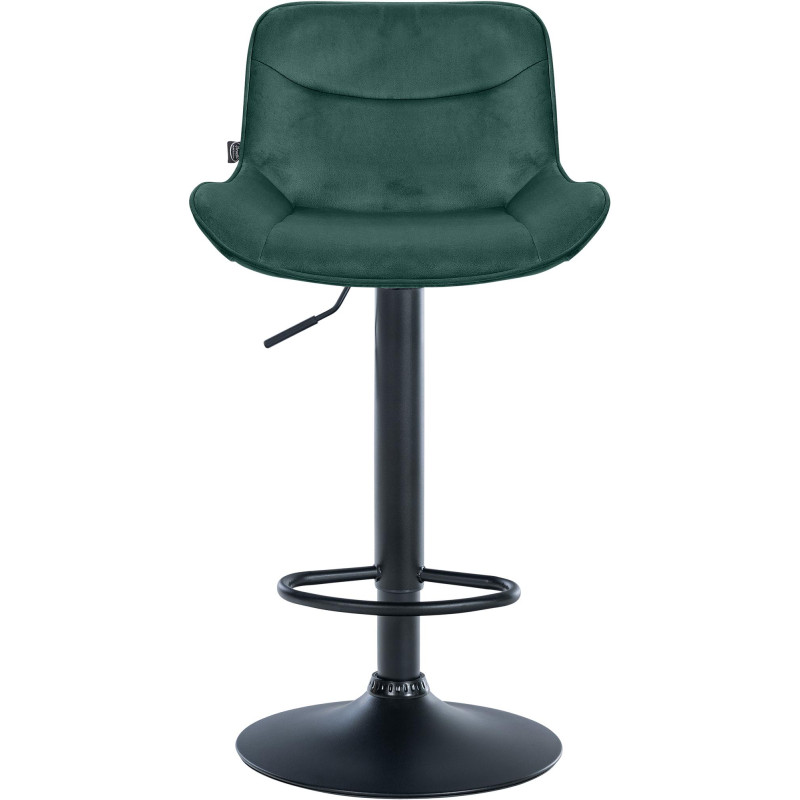 Tabouret de bar Vonore en velours, noir/vert