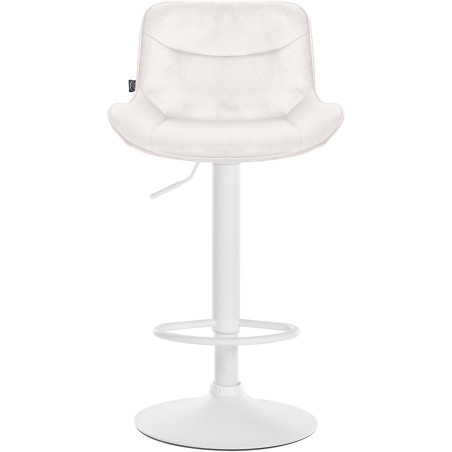 Tabouret de bar Vonore en velours blanc crème