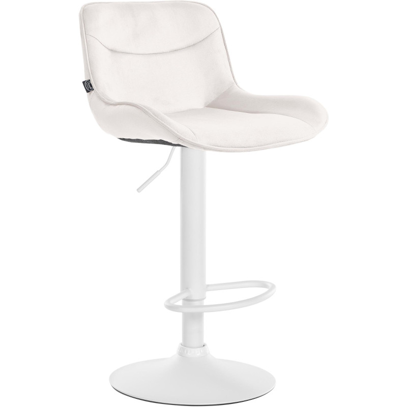 Tabouret de bar Vonore en velours blanc crème