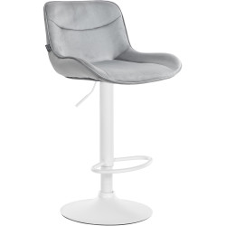 Tabouret de bar Vonore, velours, blanc/gris
