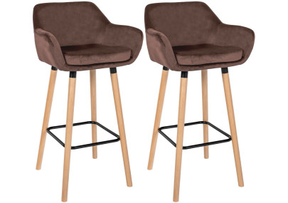 Lot de 2 tabourets de bar Grant velours café