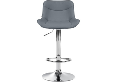 Taburete de bar Vonore, piel sintética, gris cromado