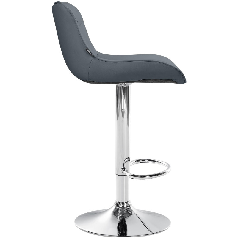 Tabouret de bar Vonore, similicuir, gris chromé