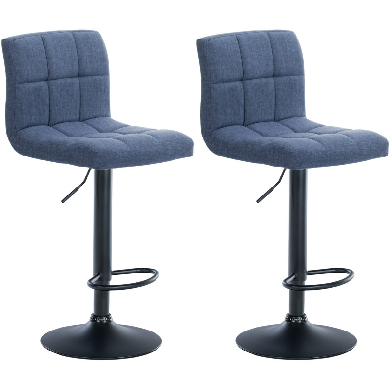 Lot de 2 tabourets de bar Calma en tissu noir bleu