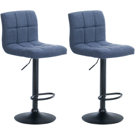 Lot de 2 tabourets de bar Calma en tissu noir bleu