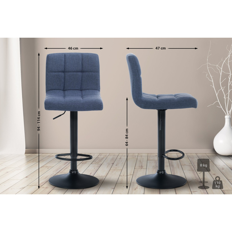 Set di 2 sgabelli da bar Calma tessuto nero blu