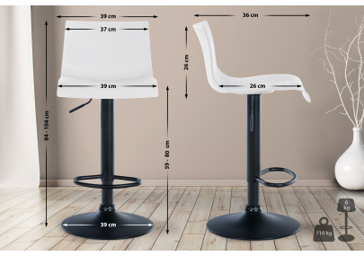 Set di 2 sgabelli da bar Branford, plastica, bianco