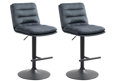 Ensemble de 2 tabourets de bar Damar en velours, noir et gris foncé