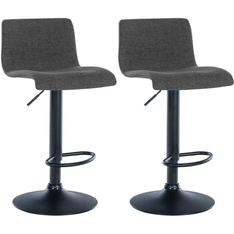 Ensemble de 2 tabourets de bar Branford en tissu gris foncé