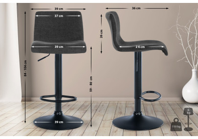 Set di 2 sgabelli da bar in tessuto Branford grigio scuro