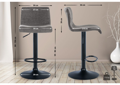 Set di 2 sgabelli da bar in tessuto Branford grigio chiaro