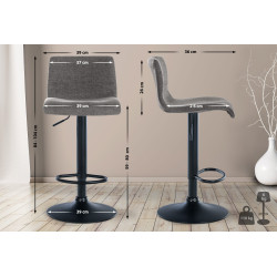 Ensemble de 2 tabourets de bar en tissu Branford gris clair