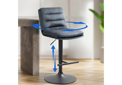 Lot de 2 tabourets de bar Damar velours noir gris foncé