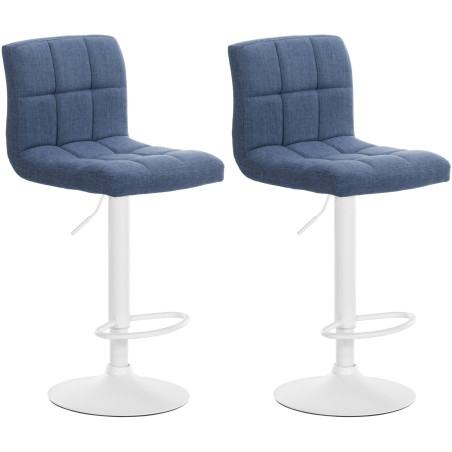 Ensemble de 2 tabourets de bar Calma, tissu blanc bleu