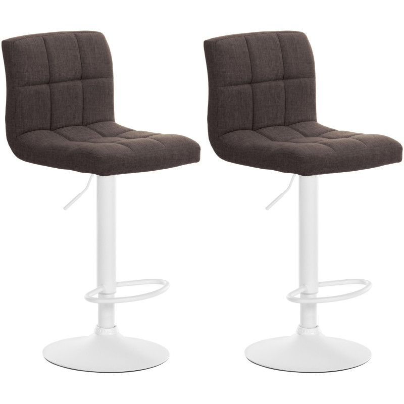 Ensemble de 2 tabourets de bar Calma en tissu blanc et marron