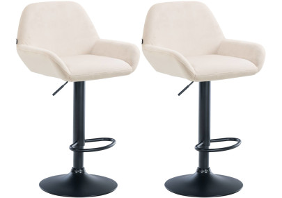 Juego de 2 taburetes de bar Braga de terciopelo, negro y crema