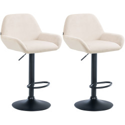 Lot de 2 tabourets de bar Braga en velours noir crème
