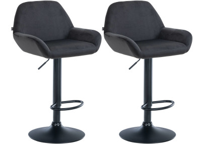 Lot de 2 tabourets de bar Braga en velours noir