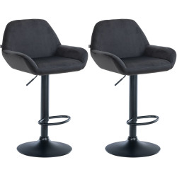 Lot de 2 tabourets de bar Braga en velours noir noir