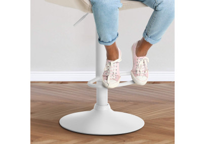 Lot de 2 tabourets de bar Braga en velours blanc/crème