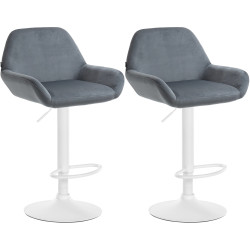 Conjunto de 2 banquetas de bar Braga em veludo, branco/cinza escuro