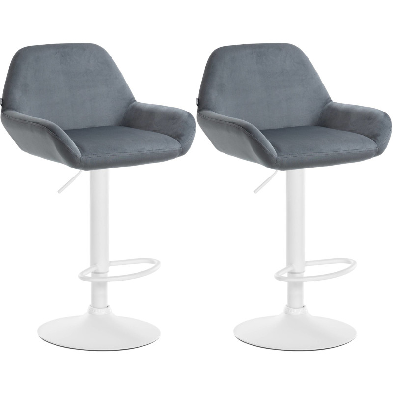 Conjunto de 2 banquetas de bar Braga em veludo, branco/cinza escuro