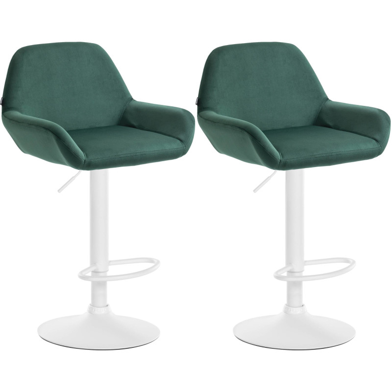 Set di 2 sgabelli da bar Braga, velluto, bianco/verde scuro