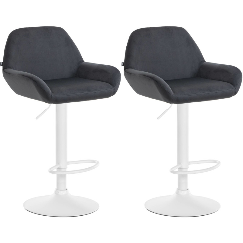 Lot de 2 tabourets de bar Braga en velours blanc noir