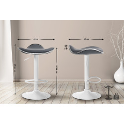 Tabouret de bar Shanghai, similicuir, blanc gris