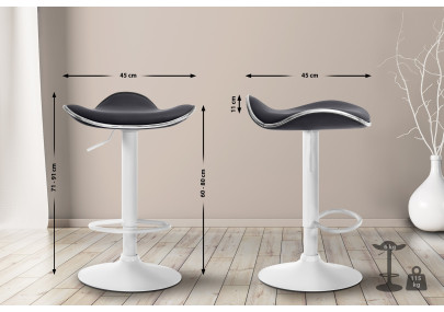Taburete de bar Shanghai, imitación de cuero, blanco/negro