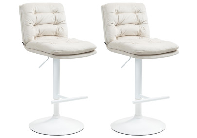 Ensemble de 2 tabourets de bar en velours Damar, blanc/crème
